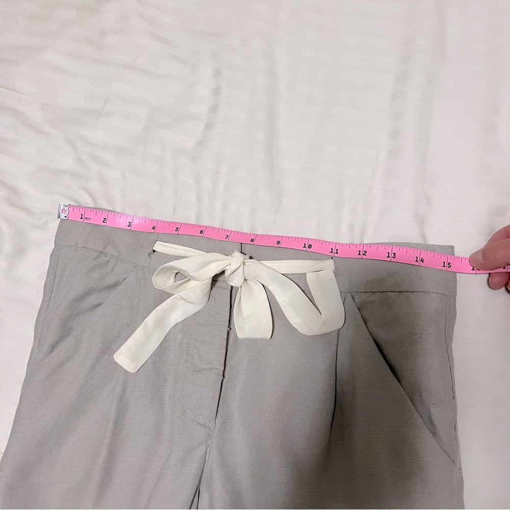 Aritzia Wilfred Linen Allant Tie Front Trouser Pant Grey Size 2 - Picture 14 of 16
